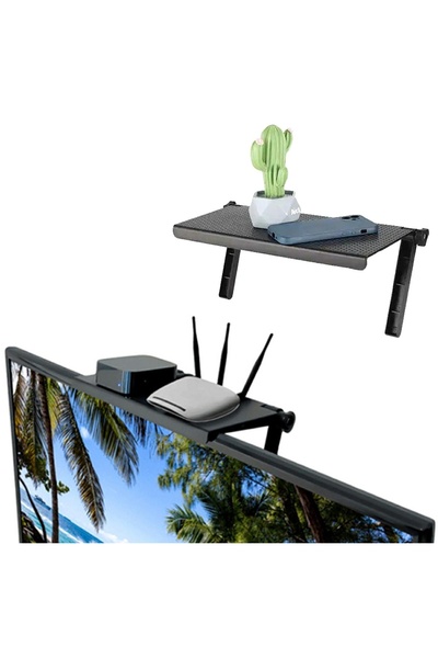 OEM TV shelf, adjustable tilt angle, plastic, black, 32.5x16x2 cm