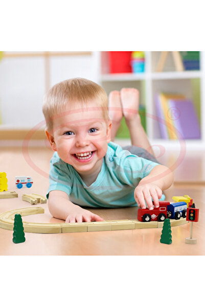 RCO Wooden train with tracks – 33-piece educational set for children