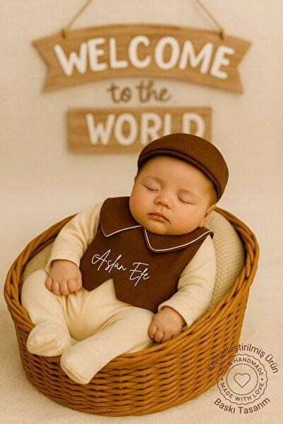 Minytrendy Erkek Bebek İsimli Yenidoğan Tulum Özel Gün Kıyafeti Hastane Çıkış...