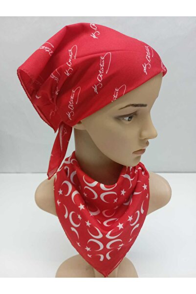MODA Mineleşarp Turkish Flag Ataturk Signature Scarf for National Holidays, Size 50.50