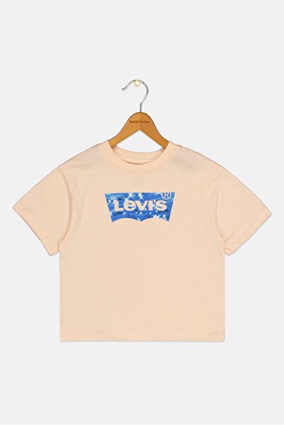 Levi's Toddlers Girl Crew Neck Short Sleeve Brand Logo T-shirt, Peach