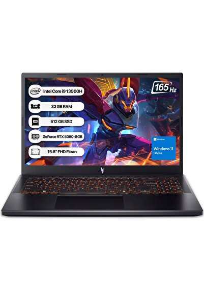 ACER Nitro V15 NH.QZAEY.004-32 İ9 13900H 32GB 512GB SSD RTX5060-8GB 165Hz 15,6" W11 Home Notebook