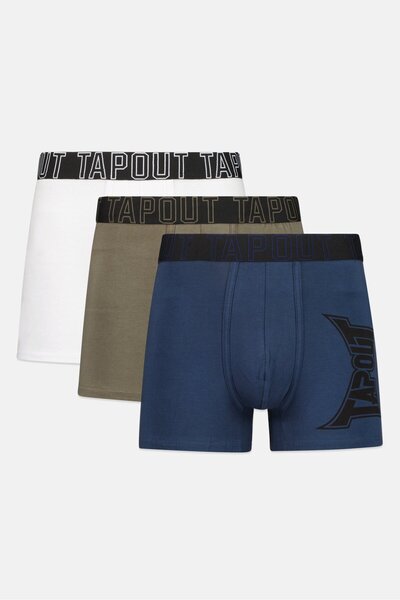 Tapout Men 3 Pack Brand Logo Boxer Brief, Multicolor