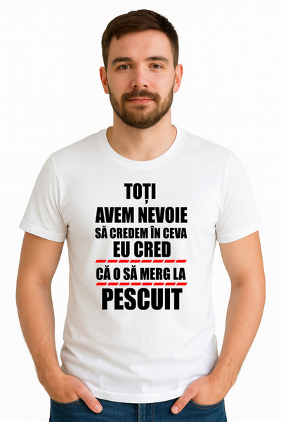 OEM Tricou barbat Eu cred ca o sa merg la Pescuit, 100% bumbac