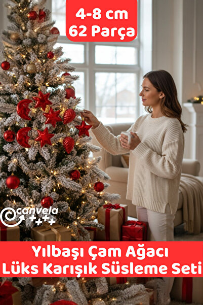Bee Games Özel Premium 62 Parça Karışık Lüks Yılbaşı Çam Ağacı Süsleri 4-8 Cm Ebatlarında