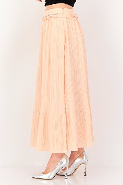 femi9 Women Embellished Midi Skirt, Peach
