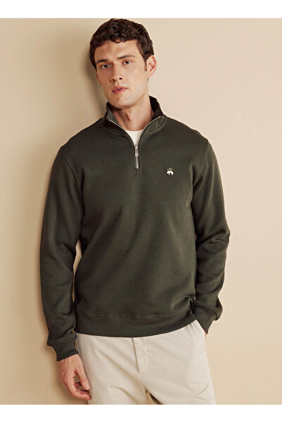 BROOKS BROTHERS Bato Yaka Haki Erkek Sweatshırt BBFW25MSW005