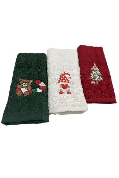 ValleRossa Deluxe Set of 3 Kitchen Towels Christmas Smurf 30x50cm 100% Cotton