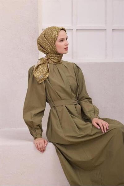 Belli Φουλάρι Tivil Pure Silk 4215 - 56 Χακί Πράσινο Γεωμετρικό Σχέδιο