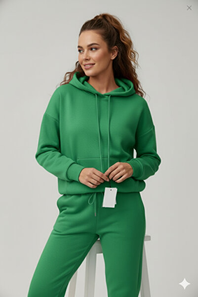 dwnwear Plain 3-Thread Cotton Fabric Winter Unisex O Oversized Women Men Long Sleeve Bottom-Top Tracksuit Set