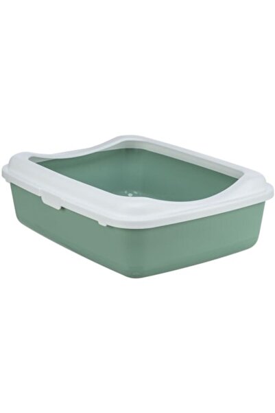 Trixie Classic Cat Litter Tray with Rim, 37x15x48 cm, Sage Green/White