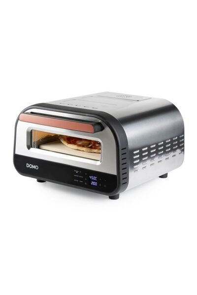 Domo DO9289PZ pizza oven, 1700W, 450C, 32cm cordierite, PFAS free, double glass, 6 programs