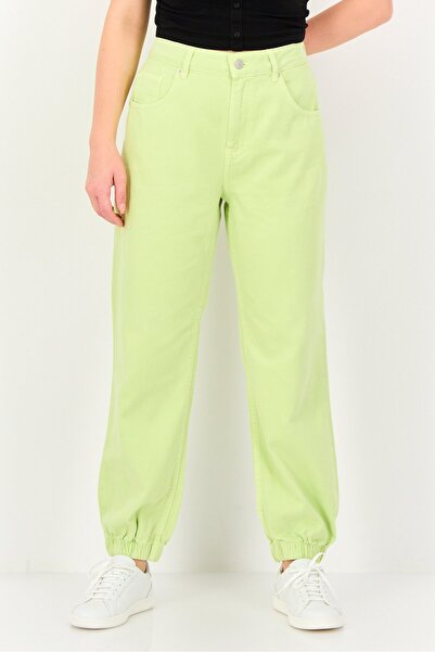 PROMOD Women Jogger Fit Wash Non-Stretchable Denim, Lime Green
