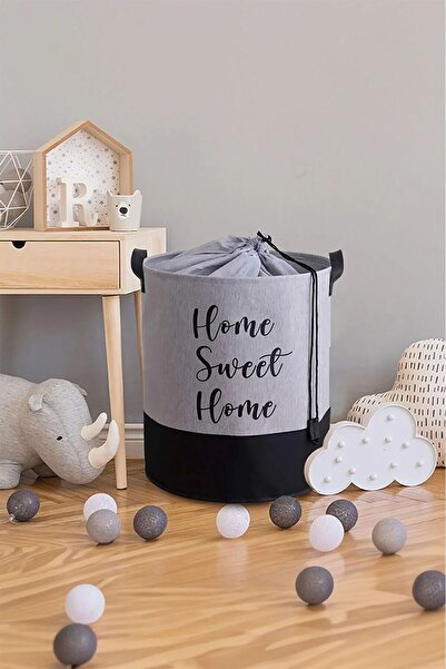 LUXWAY HOME Gri Fileli Katlanabilir Kirli Çamaşır Ve Oyuncak Sepeti Çok Amaçl...