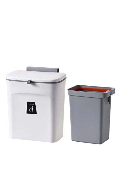 COOYA Kitchen Hanging Trash Can 9L, With Built-In Trash Bin For Cleaning With Lid With Handle,Garbage Can