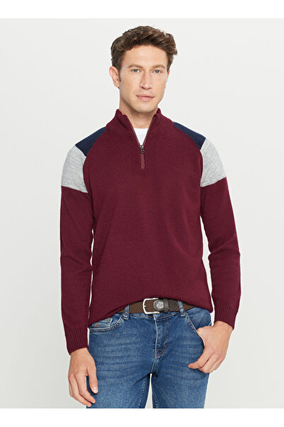 ALTINYILDIZ CLASSICS Bato Yaka Standart Lacivert - Bordo Erkek Kazak ACE049261481_BRL