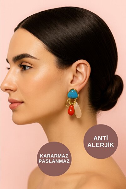 KAYOUBI Kadın Antialerjik Kararmaz Suya Dayanıklı Gece Düğün İçin Turkuaz Sed...