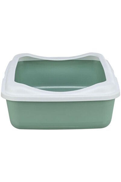 Trixie Classic Cat Litter Tray with Rim, 37x15x48 cm, Sage Green/White