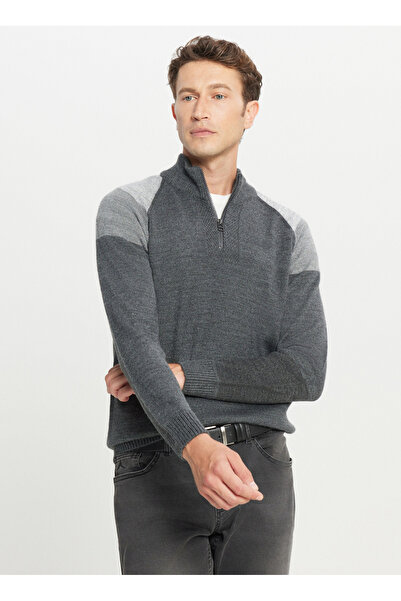 ALTINYILDIZ CLASSICS Bato Yaka Standart Antrasit Melanj Erkek Kazak ACE049261...