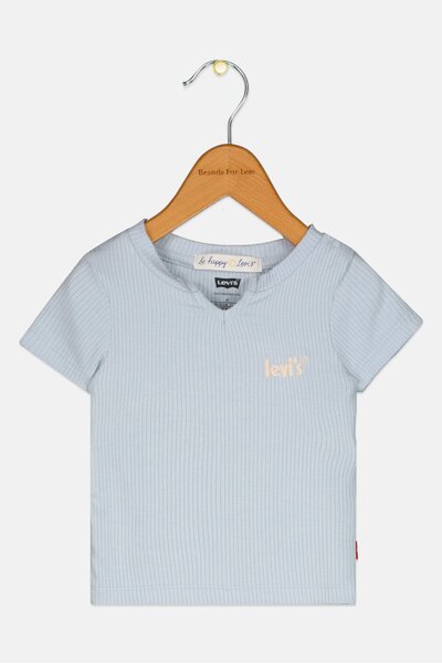 Levi's Toddlers Girl Ribbed Collar Short Sleeves Embroidered Logo Top, Light ...