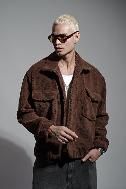 Butik Trend Biz oversized Πλεκτό πουπουλένιο μπουφάν με κουμπώματα