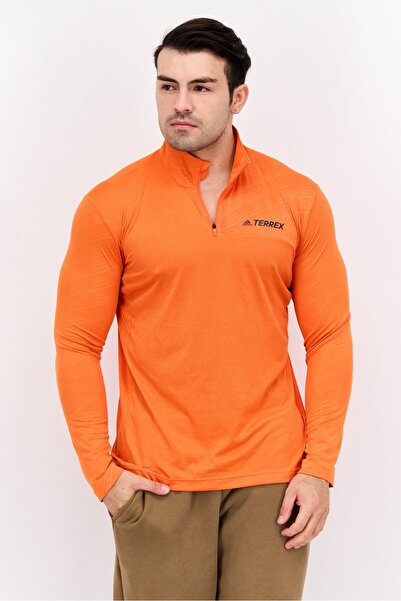 adidas Men Sportswear Fit Long Sleeve Hiking T-Shirt, Orange