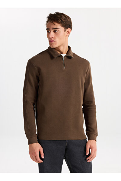 Lee Cooper Mock Neck Khaki Men's Sweatshirt 261 Lcm 241039 Desona Khaki