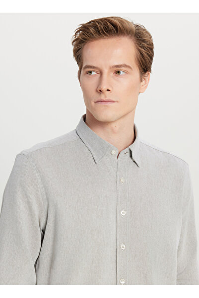 ALTINYILDIZ CLASSICS Tailored Fit Düğmeli Yaka Haki Erkek Gömlek ACE020261604_HAK