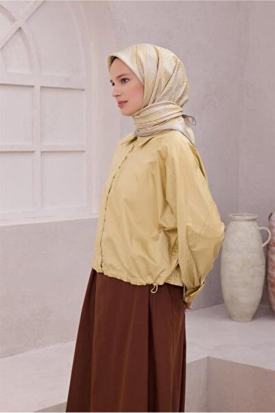 Belli Tivil Pure Silk Scarf 4209 - 81 Κίτρινο Γκρι Αφηρημένο σχέδιο