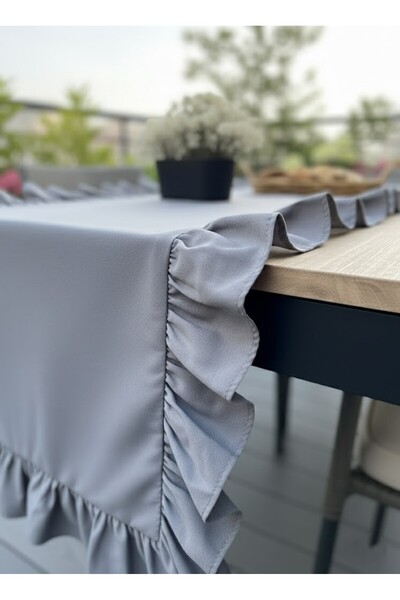 Mery Tekstil Fırfırlı Gri Şık Runner 40x110 cm