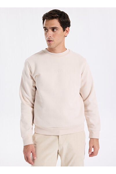 Jack & Jones Bisiklet Yaka Krem Erkek Sweatshırt JORNEWPOINT SWEAT CREW NECK BAW25
