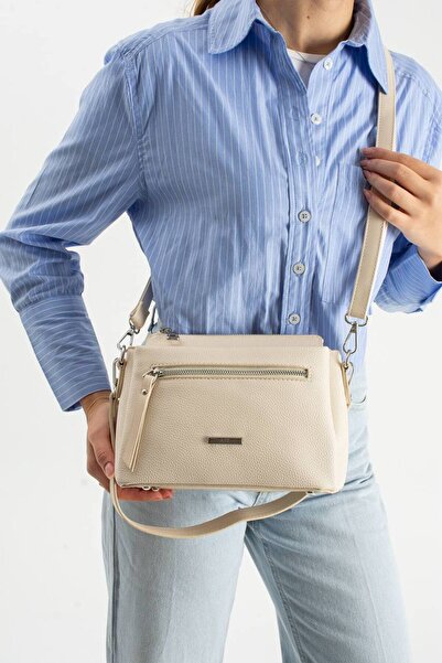 grand coco Geantă de mână și de umăr, elegantă, cu curea dublă, cremă