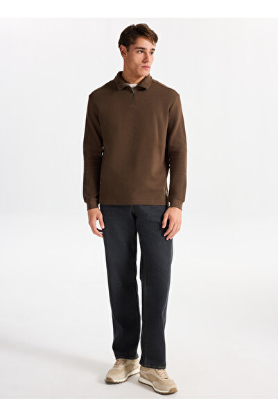 Lee Cooper Mock Neck Khaki Men's Sweatshirt 261 Lcm 241039 Desona Khaki