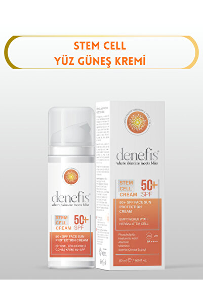 Denefis Bitkisel Kök Hücre Destekli Stem Cell Yüz Güneş Kremi 50+ SPF - 50 ml