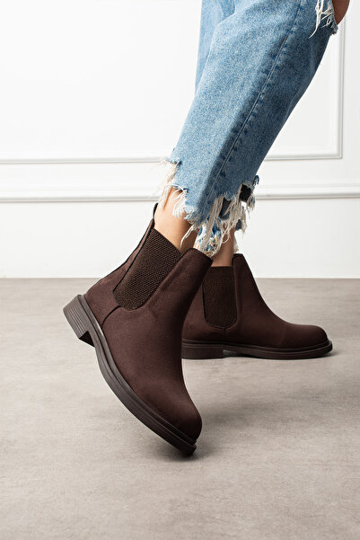 eformoda by emre yılmaz Brown Suede Women's Elastic Side Boots K66