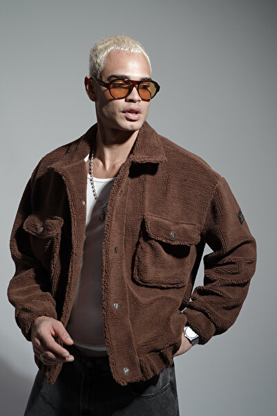 Butik Trend Biz oversized Πλεκτό πουπουλένιο μπουφάν με κουμπώματα