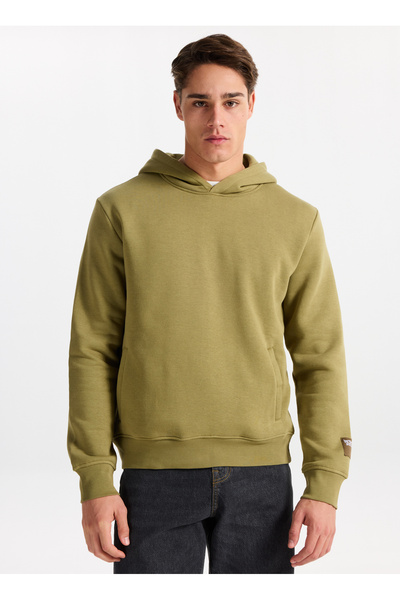 Lee Cooper Hooded Collar Light Khaki Men's Sweatshirt 261 Lcm 241071 Nathan A. Haki̇