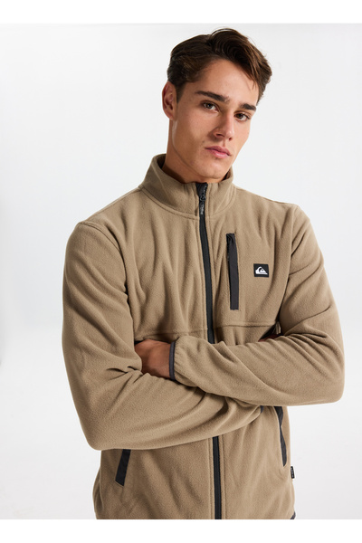 Quiksilver Eqypf03071-No Destination Fz Brown Mock Neck Regular Plain Men's Fleece Sweatshirt