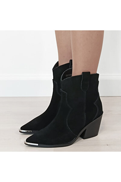 SOFILINE Ghete scurte negre din piele naturală cu toc confortabil B-6397 114