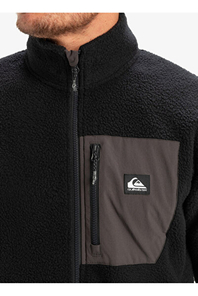 Quiksilver Eqypf03066-Clean Coast Fz Black Mock Neck Regular Straight Men's Fleece Sweatshirt