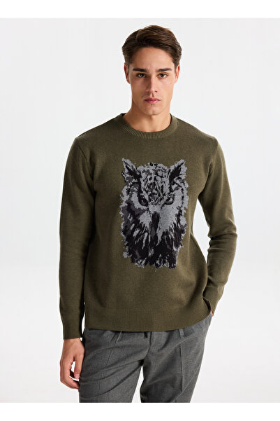 GMG FIRENZE Велосипедна комір Regular Fit Хакі Чоловічий светр GU25MFW04018