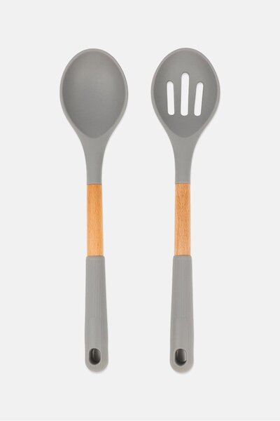 Mario Lopez 2 Pieces Cooking Spatula Set, Grey
