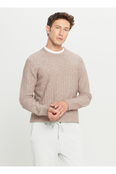 ALTINYILDIZ CLASSICS Bisiklet Yaka Standart Vizon Erkek Kazak ACE049261479_VIZ