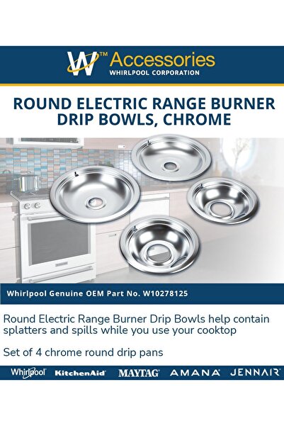 Whirlpool صينية تنقيط كهربائية دائرية - لمسة نهائية من الكروم (W10278125)