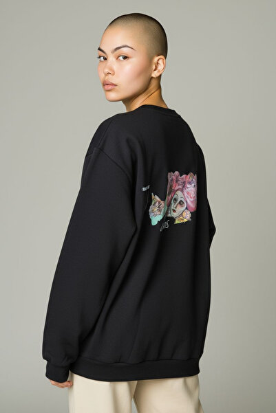siyah unisex sweatshirt – arka baskılı sanat tasarımı