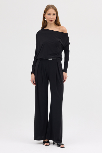 Laranor Μπλούζα με μαύρο γιακά μαντίλι με λεπτομέρεια με μανίκια, κομψότητα ημέρας και νύχτας