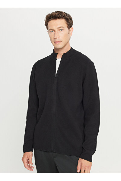 ALTINYILDIZ CLASSICS Mock Neck Standard Black Men's Sweater Ace049261273_Syh