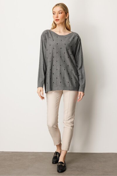 Mutlu Ertan Women's Knitwear Blouse Gray 20189