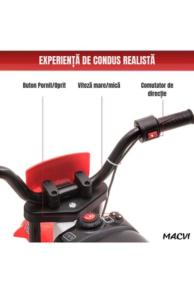 MACVI Red Motorcycle with Training Wheels