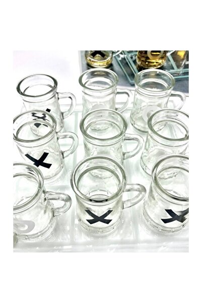 Flippy X and O Flippy Game, with Mini Glass Mugs, 25 x 25 cm, for Parties, Gifts, Transparent